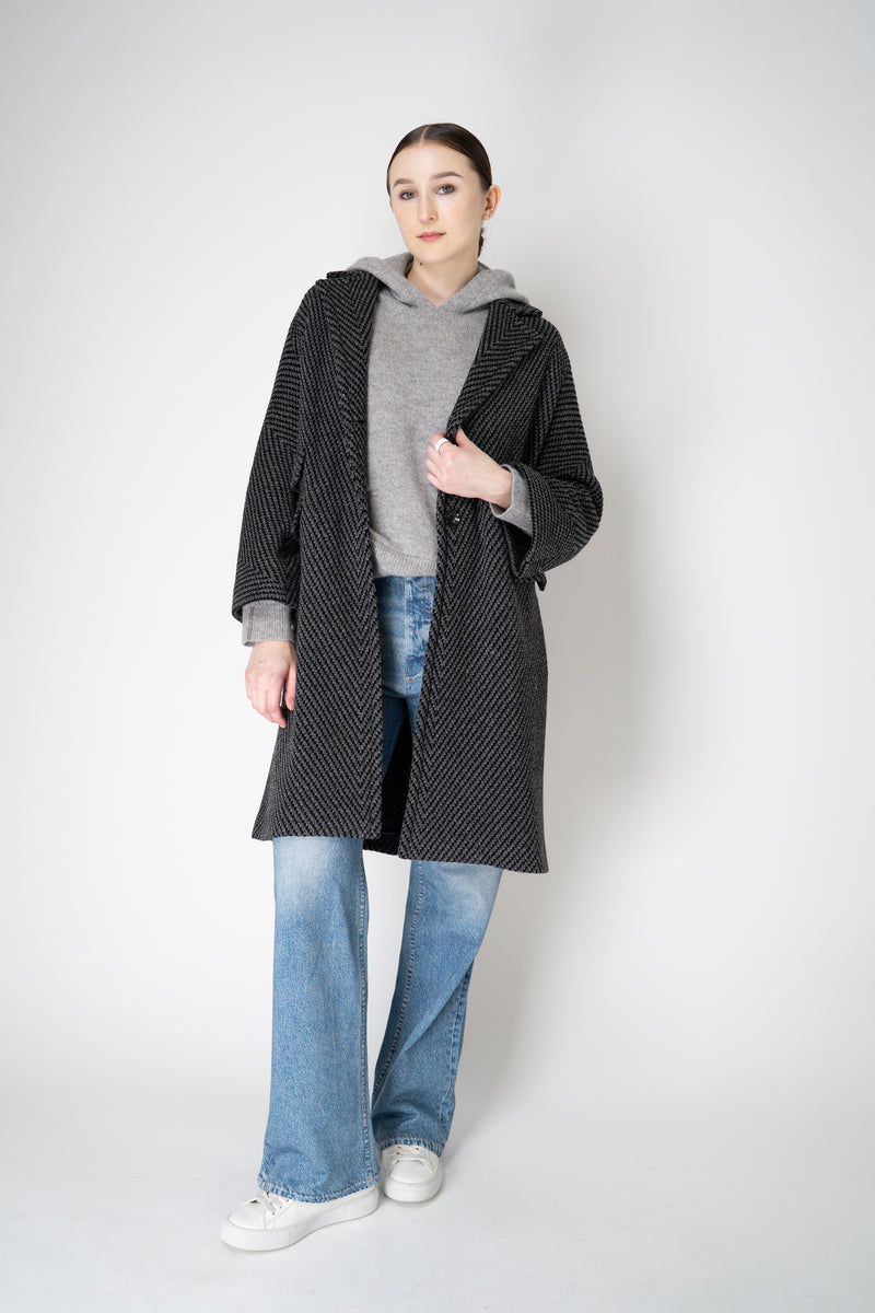 Peserico Wool Alpaca Knit Hooded Sweater in Grey