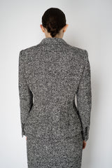 Dolce & Gabbana Wool Blend Double Breasted Jacket in Black and White Tweed