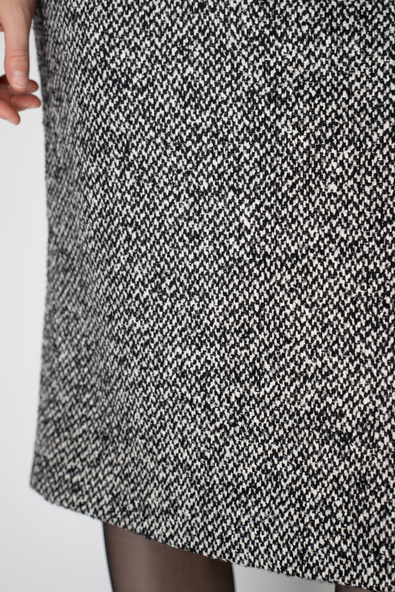 Dolce & Gabbana Wool Blend Pencil Skirt in Black and White Tweed