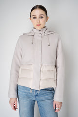 Tonet Quilted Bouclé Merino Wool Hooded Jacket in Clay