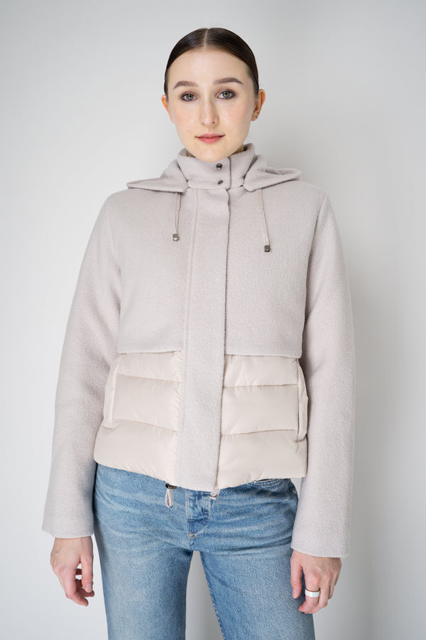 Tonet Quilted Bouclé Merino Wool Hooded Jacket in Clay