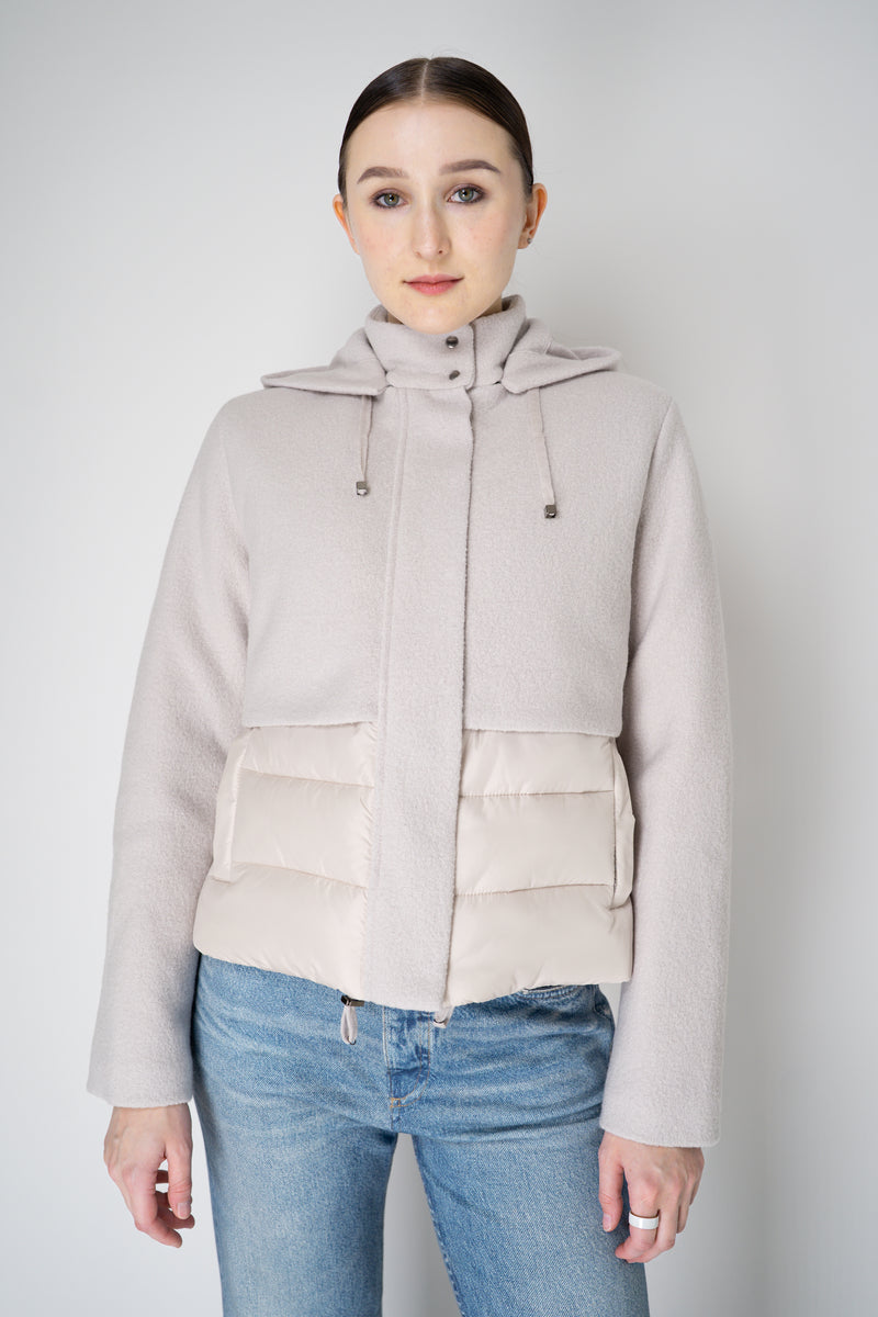 Tonet Quilted Bouclé Merino Wool Hooded Jacket in Clay