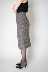 Dolce & Gabbana Wool Blend Pencil Skirt in Black and White Tweed