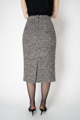 Dolce & Gabbana Wool Blend Pencil Skirt in Black and White Tweed