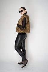 Dolce & Gabbana 100% Agnello Brushed Fur Vest in Golden Brown Melange