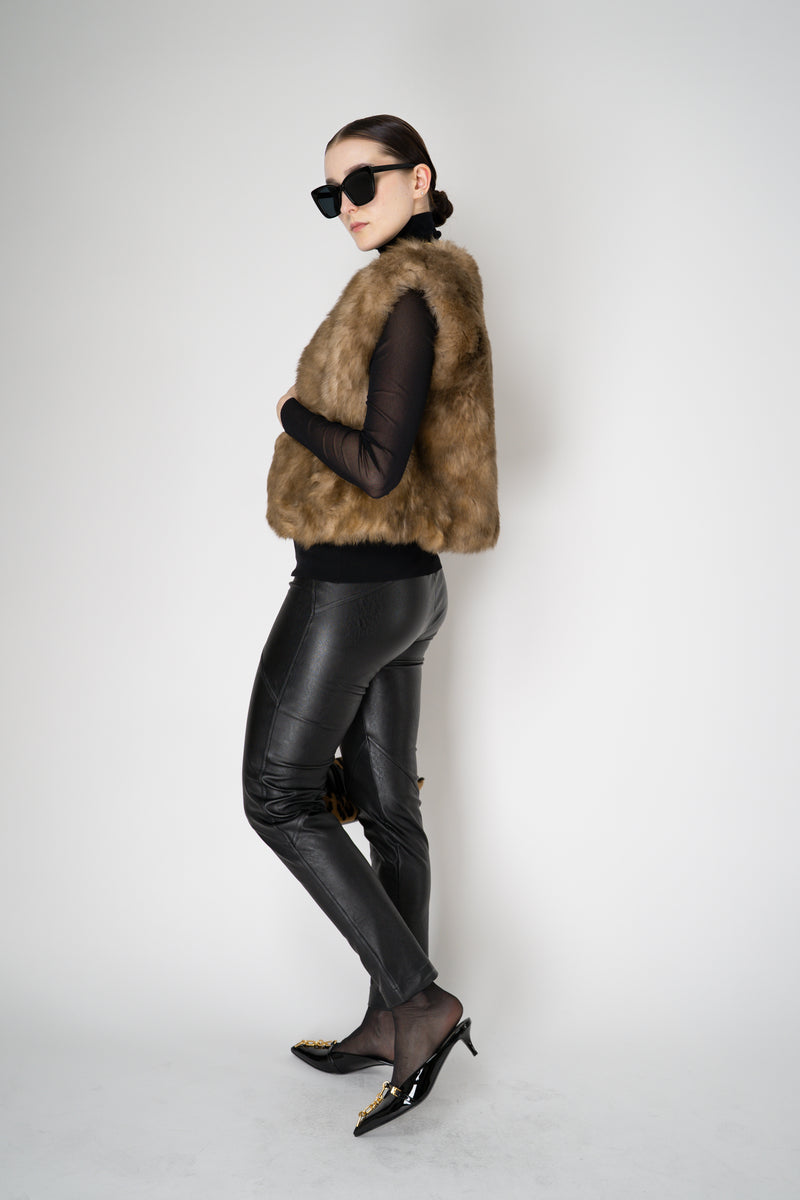 Dolce & Gabbana 100% Agnello Brushed Fur Vest in Golden Brown Melange