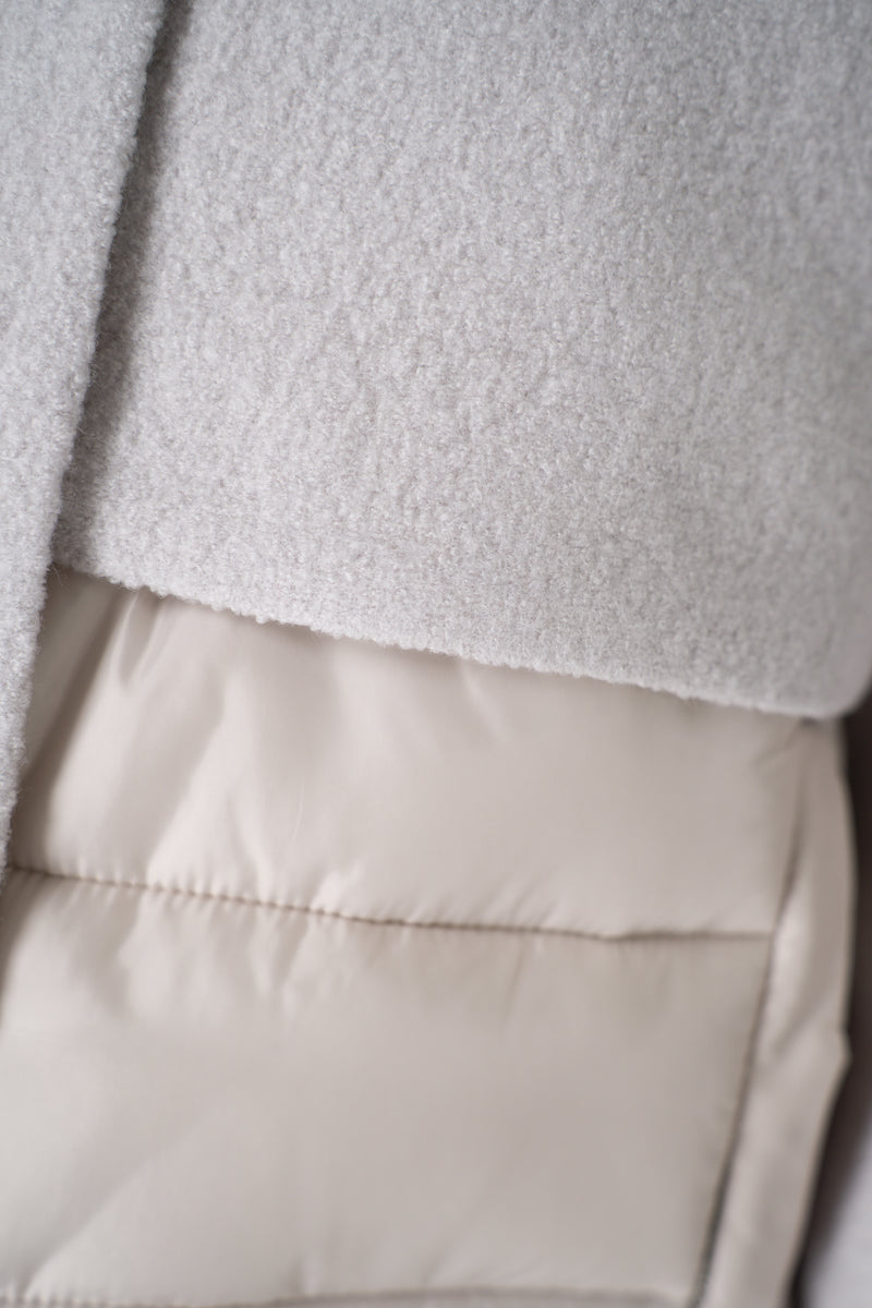 Tonet Quilted Bouclé Merino Wool Hooded Jacket in Clay