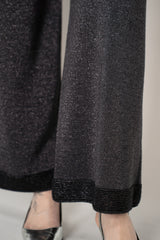 D. Exterior Cropped Wide Leg Knit Lurex Trousers in Anthracite