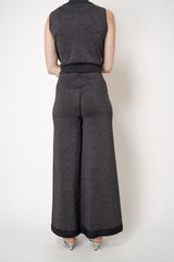 D. Exterior Cropped Wide Leg Knit Lurex Trousers in Anthracite