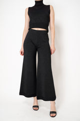 D. Exterior Wide Leg Knit Lurex Trousers in Black Lurex