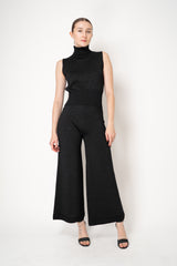 D. Exterior Wide Leg Knit Lurex Trousers in Black Lurex