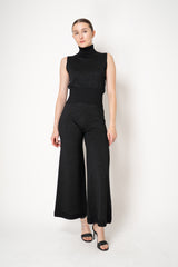 D. Exterior Wide Leg Knit Lurex Trousers in Black Lurex