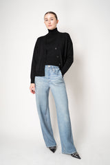 D. Exterior V-neck Knit Lurex Cardigan in Black