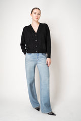 D. Exterior V-neck Knit Lurex Cardigan in Black