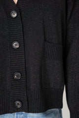 D. Exterior V-neck Knit Lurex Cardigan in Black