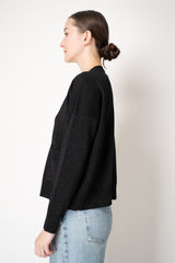 D. Exterior V-neck Knit Lurex Cardigan in Black