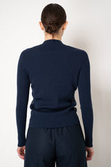 D. Exterior V-neck Knit Sequin Pullover in Navy