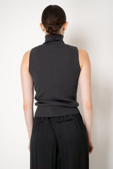 D. Exterior Stretch Knit High Neck Sleeveless Sequin Top in Anthracite