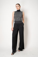D. Exterior Stretch Knit High Neck Sleeveless Sequin Top in Anthracite
