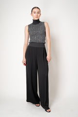 D. Exterior Stretch Knit High Neck Sleeveless Sequin Top in Anthracite