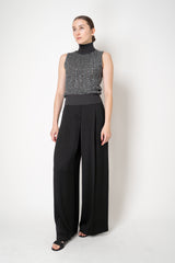 D. Exterior Stretch Knit High Neck Sleeveless Sequin Top in Anthracite