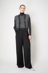 D. Exterior Stretch Knit High Neck Sleeveless Sequin Top in Anthracite