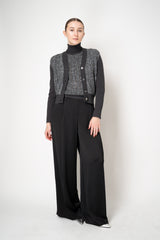 D. Exterior Stretch Knit High Neck Sleeveless Sequin Top in Anthracite