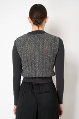 D. Exterior V-neck Knit Sequin Cropped Cardigan in Anthracite