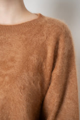 Rag & Bone Jada Brushed Cashmere Crewneck Sweater in Dark Camel