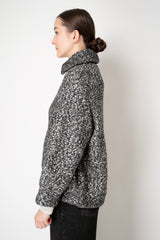 D. Exterior Sequin Bouclé Knit Bomber Jacket in Black & White