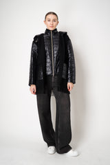 Herno Wool Cashmere Poncho-Like Quilted Hooded Jacket in Black