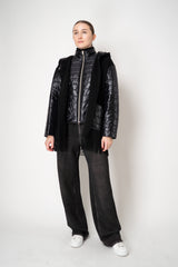 Herno Wool Cashmere Poncho-Like Quilted Hooded Jacket in Black