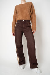 Rag & Bone Miramar Terry Wide-Leg Track Pants in Chocolate Brown