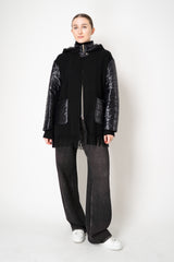 Herno Wool Cashmere Poncho-Like Quilted Hooded Jacket in Black