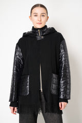 Herno Wool Cashmere Poncho-Like Quilted Hooded Jacket in Black