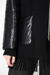 Herno Wool Cashmere Poncho-Like Quilted Hooded Jacket in Black
