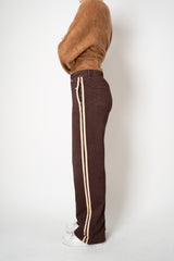 Rag & Bone Miramar Terry Wide-Leg Track Pants in Chocolate Brown