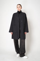 Harris Wharf London Loro Piana Reversible Wool Cashmere Raglan Sleeve Coat in Anthracite/Navy