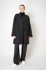 Harris Wharf London Loro Piana Reversible Wool Cashmere Raglan Sleeve Coat in Anthracite/Navy