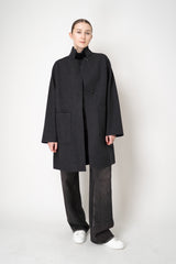 Harris Wharf London Loro Piana Reversible Wool Cashmere Raglan Sleeve Coat in Anthracite/Navy