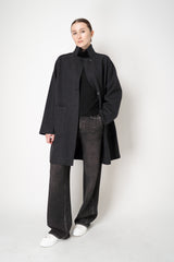 Harris Wharf London Loro Piana Reversible Wool Cashmere Raglan Sleeve Coat in Anthracite/Navy