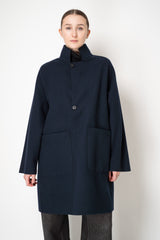 Harris Wharf London Loro Piana Reversible Wool Cashmere Raglan Sleeve Coat in Anthracite/Navy