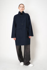 Harris Wharf London Loro Piana Reversible Wool Cashmere Raglan Sleeve Coat in Anthracite/Navy