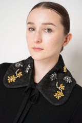 Odeeh Rhinestone Embellished Tie Collar in Black and Gold