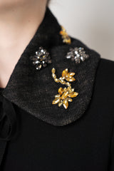 Odeeh Rhinestone Embellished Tie Collar in Black and Gold
