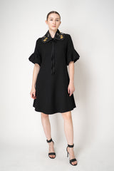 Odeeh Rhinestone Embellished Tie Collar in Black and Gold