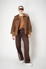 Rag & Bone Jada Brushed Cashmere Crewneck Sweater in Dark Camel