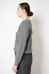 Peserico Stockinette Stitch Wool Cashmere Pullover with Filo Diamante Stripes in Grey