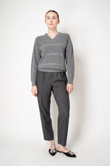 Peserico Pull-on Style Loro Piana Wool Tapered Trousers with Filo Diamante Sides in Grey Melange