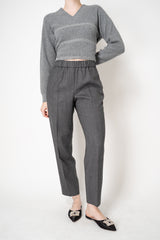 Peserico Pull-on Style Loro Piana Wool Tapered Trousers with Filo Diamante Sides in Grey Melange